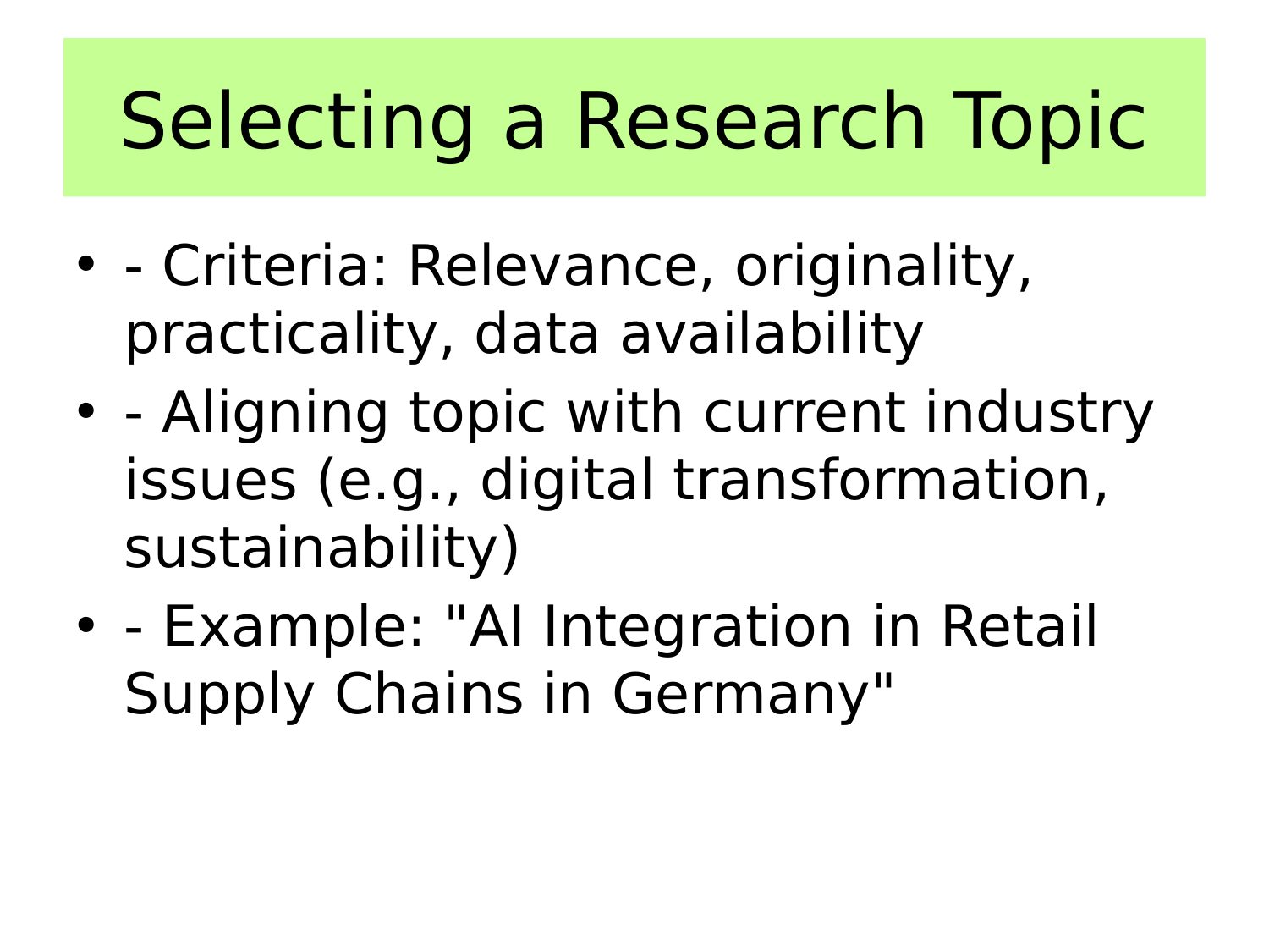 Selecting a Research Topic