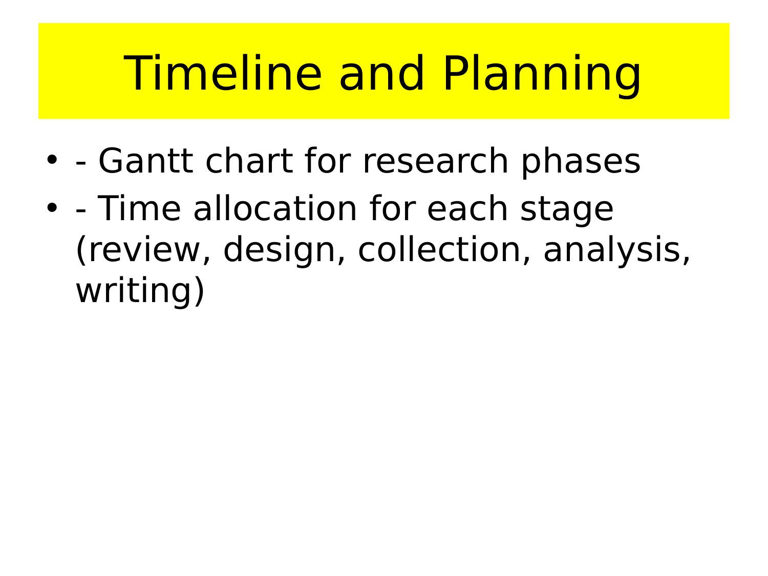 Timeline and Planning